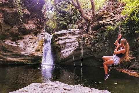 River Trekking to the Waterfall in Andros